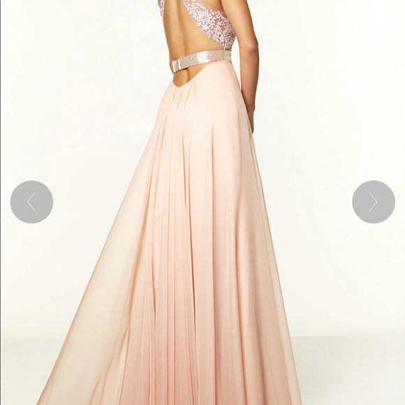 Long V-neck lace gown by Mori Lee - Picture 5 of 5